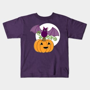 Pumpkin and Bat Kids T-Shirt